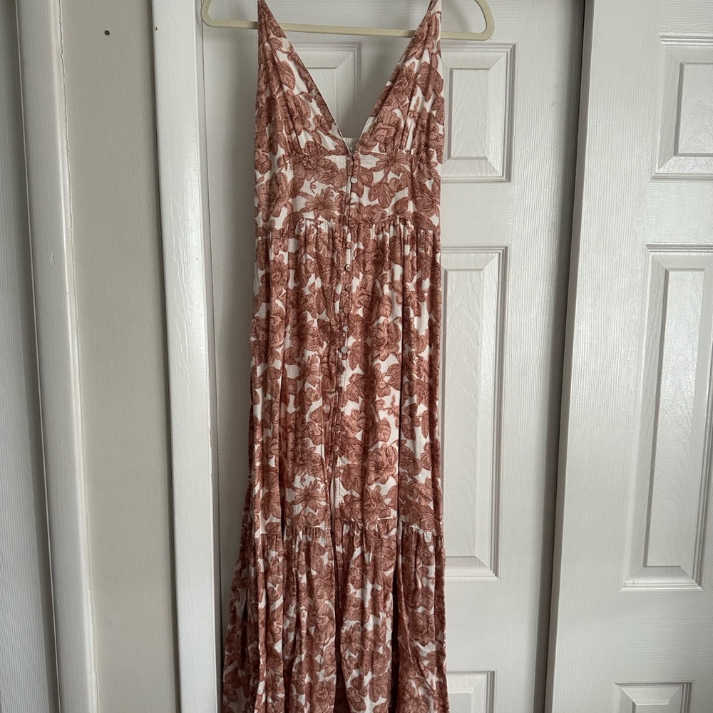 Abercrombie & Fitch Rust Floral V-Neck Maxi Dress
